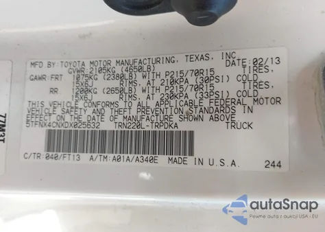 2013 Toyota Tacoma из США, поврежденный, VIN 5TFNX4CNXDX025632